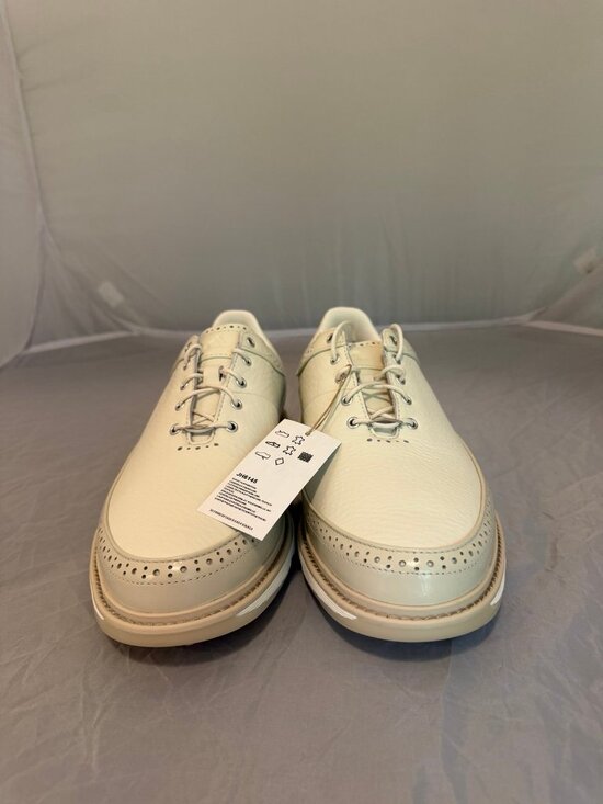 Adidas spikeless gray beige leather golf shoes men’s size 10 JH6145 main image 6